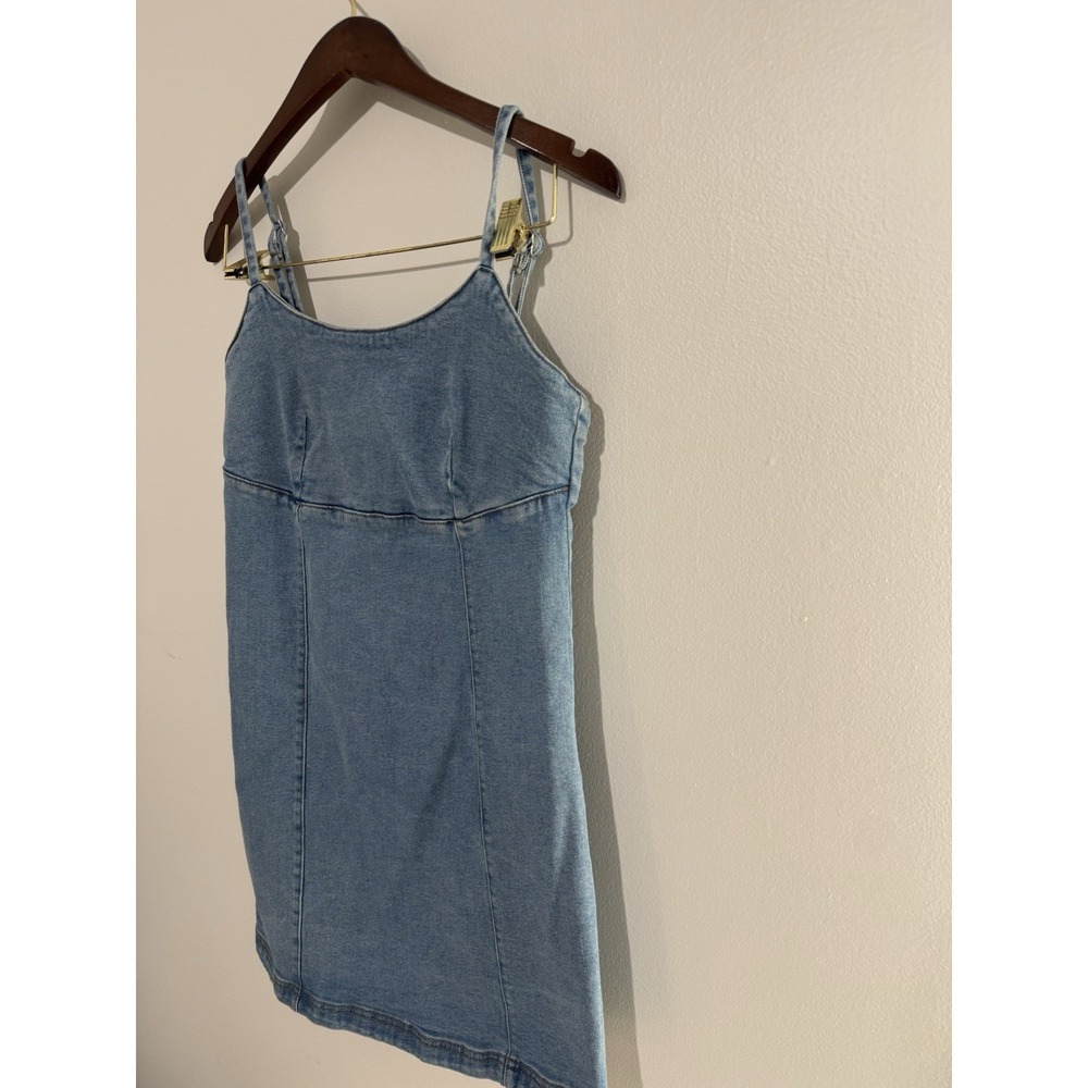 Lone Star Blue Denim Mini Dress Medium Wash Sleeveless Scoop Neck Size M - Picture 2 of 8